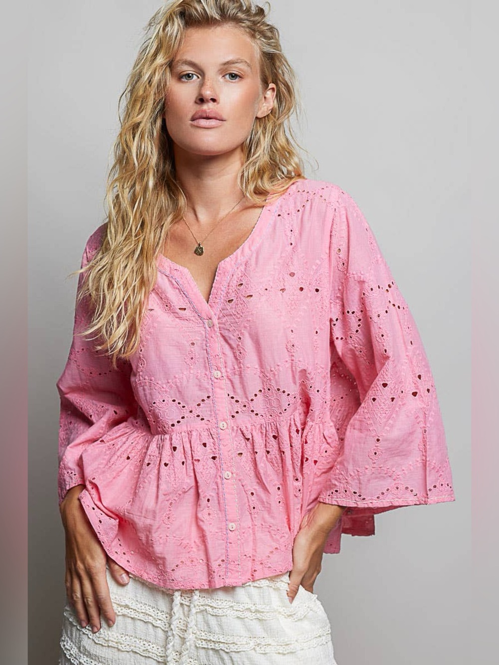 #9 🟢 New! Pol Cotton Eyelet Top